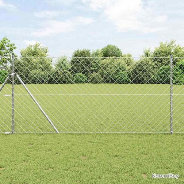 Jeu de Poteaux de Clture Argent 1.2 x 10 m Acier galvanis