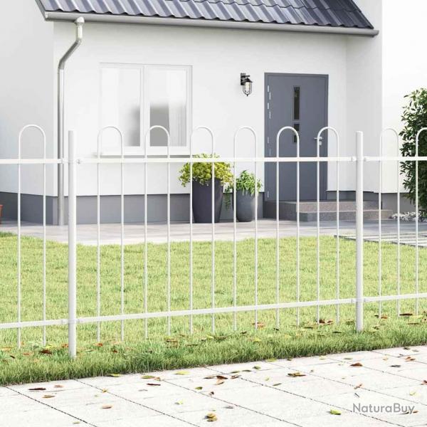 Clture de jardin en acier avec sommet en arche blanche, 3,4x0,8 m