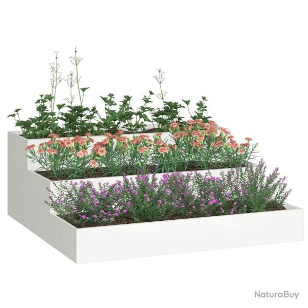 Jardinire de jardin 3 niveaux 90x90x35 cm Acier blanc