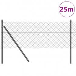 Jeu de Poteaux de Clôture Gris 0.4 x 25 m Acier galvanisé