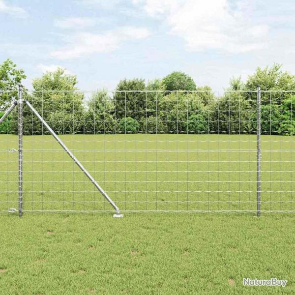 Clture Euro avec 7 poteaux pointus, 1,2 x 10 m, en acier galvanis