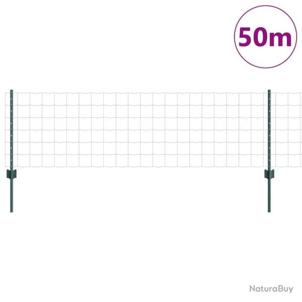 Clture Euro avec 22 poteaux verts 0,6x50 m en acier