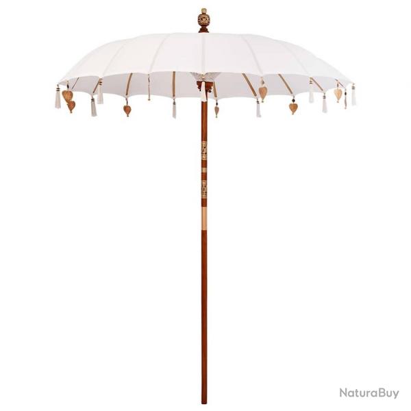 Parasol Crme x 250 cm Coton et bois massif