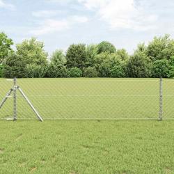 Jeu de Poteaux de Clôture Argent 0.4 x 25 m Acier galvanisé