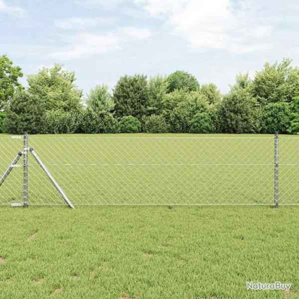 Jeu de Poteaux de Clture Argent 0.4 x 25 m Acier galvanis