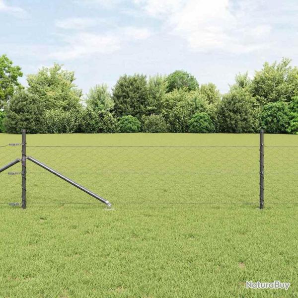 Ensemble de clture 2 sections Gris Acier enduit de poudre
