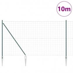 Clôture Euro avec 7 poteaux en fer galvanisé 1,5x10 m vert