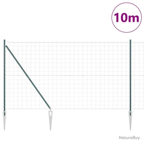 Clture Euro avec 7 poteaux en fer galvanis 1,5x10 m vert