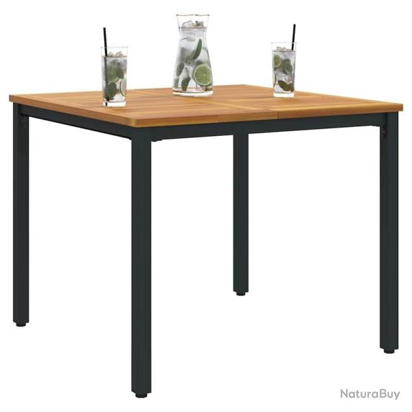 Table de jardin 90 x 90 x 75 cm en acacia massif et mtal.