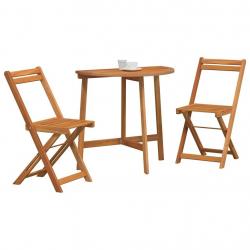 Ensemble Bistro Pliant 3 Pièces en Bois d'Acacia Massif