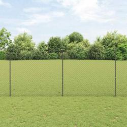 Clôture à chaîne avec 20 poteaux gris 1,4x10 m en acier