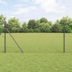 Clôture en fil soudé avec 13 poteaux gris 1.2x25 m en acier