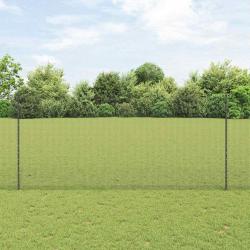 Clôture en fil soudé avec 22 poteaux U Gris 1.4x25 m Acier