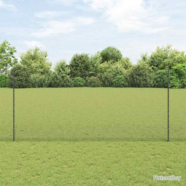 Clture en fil soud avec 22 poteaux U Gris 1.4x25 m Acier