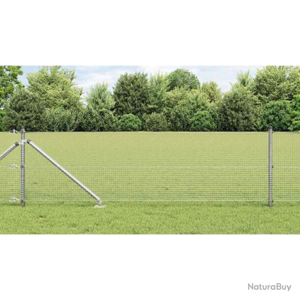 Clture en fil soud avec 13 piquets  pointes 0.4x25 m en acier galvanis