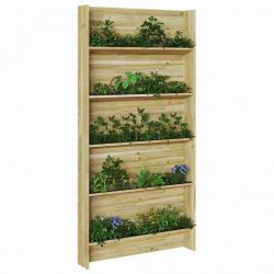 Support à plantes 5 niveaux 90x15x180 cm en bois de pin traité.