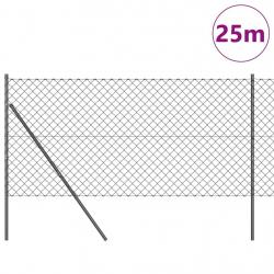 Jeu de Poteaux de Clôture Gris 1 x 25 m Acier galvanisé
