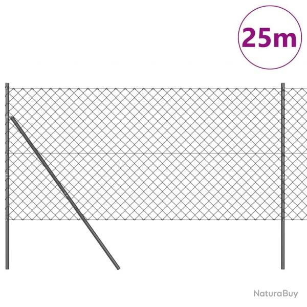 Jeu de Poteaux de Clture Gris 1 x 25 m Acier galvanis