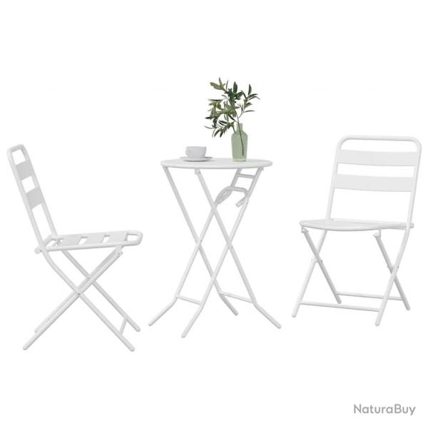 Ensemble Bistro Pliable 3 Pices Acier Blanc
