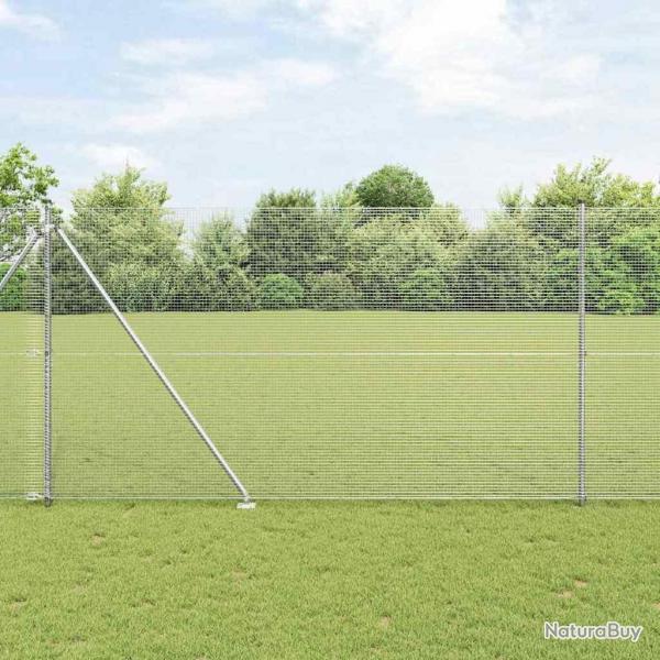 Clture en fil soud avec 7 poteaux  pointe 1.6x10 m Acier galvanis