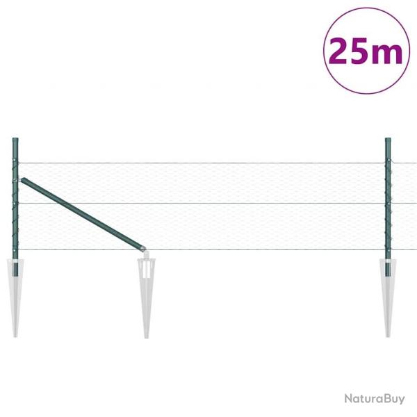 Kit de clture Set de 2 Vert fort Mtal, plastique 25 x 0,5 m