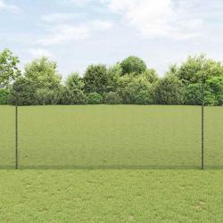 Clôture en Fil Soudé avec 22 Poteaux U Gris 1,4x25 m Acier