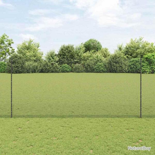 Clture en Fil Soud avec 22 Poteaux U Gris 1,4x25 m Acier