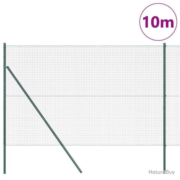 Clture en fil soud avec 7 poteaux verts 1,6 x 10 m en acier