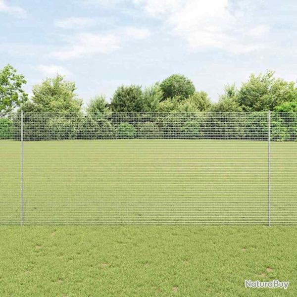 Clture en fil soud avec 22 poteaux gris 1,4x25 m acier