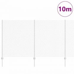 Clôture en Maillon de Chaîne avec 20 Poteaux U Argent 1.4x10 m Acier