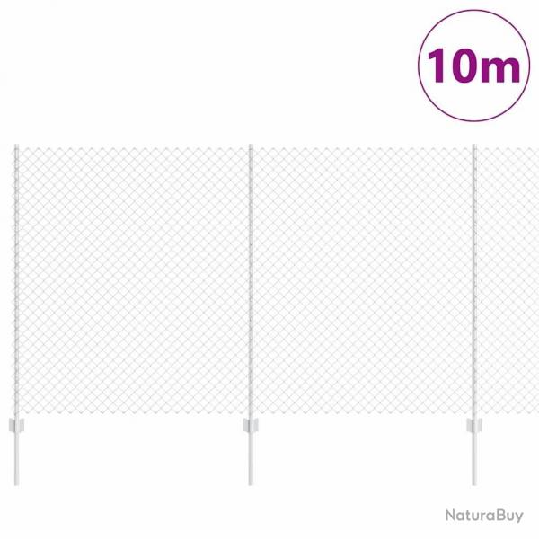 Clture en Maillon de Chane avec 20 Poteaux U Argent 1.4x10 m Acier