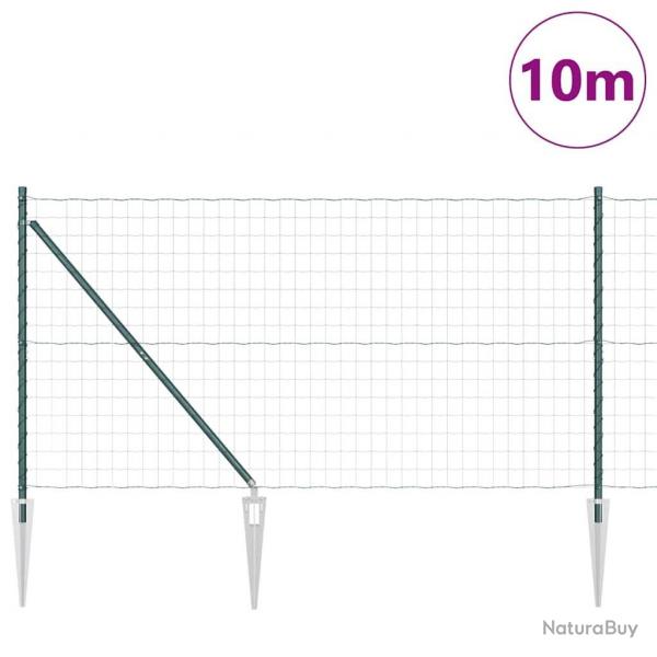 Clture Euro avec 7 poteaux  piquets de 1,4 x 10 m en acier galvanis vert
