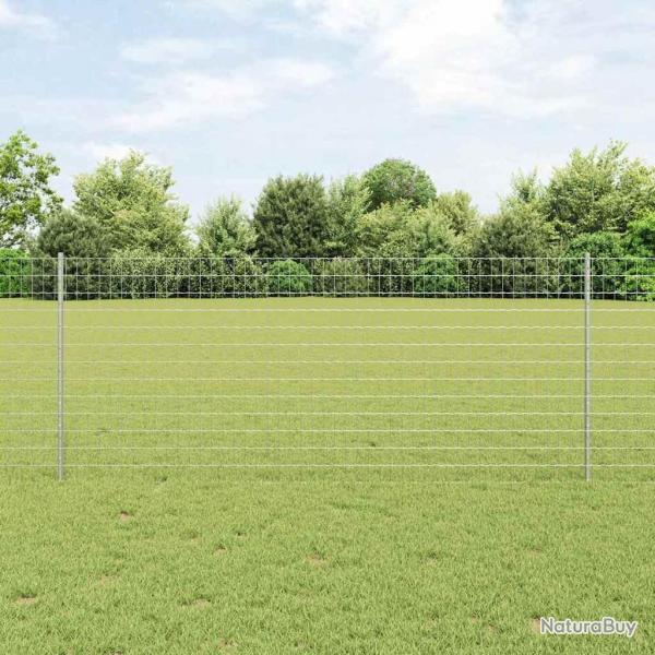 Clture Euro avec 10 poteaux Argent 1x10 m Acier