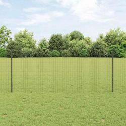 Clôture Euro avec 22 poteaux gris 1x25 m en acier