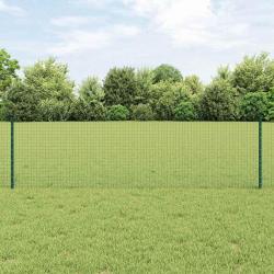 Clôture en fil soudé avec 22 poteaux en U Vert 0,6x50 m Acier