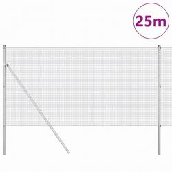 Clôture en fil soudé avec 13 poteaux 1.2x25 m Acier galvanisé