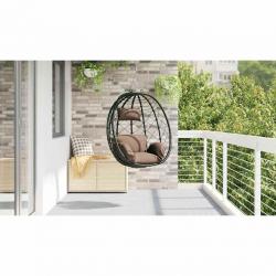 Chaise oeuf suspendue panier sans support café en poly rattan
