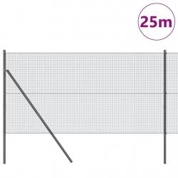 Clôture en fil soudé avec 13 poteaux Gris 1,2x25 m Acier
