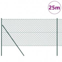 Jeu de Poteaux de Clôture Vert 1 x 25 m Acier galvanisé