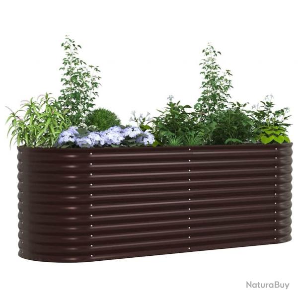 Bac de jardin surlev marron 240x80x81 cm en acier galvanis