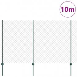 Clôture en maillons avec 10 U Posts Vert 1.6x10 m Acier