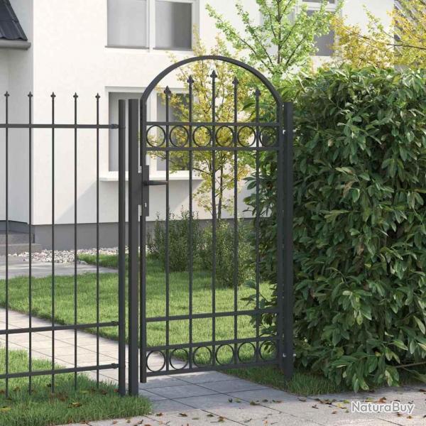 Porte de Clture Gris 100 x 175 cm Acier peint par poudre