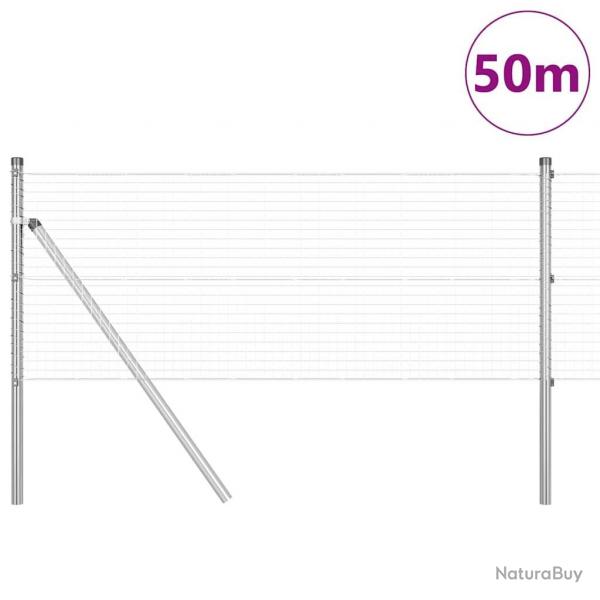 Clture en fil soud avec 13 poteaux 0.4x50 m en acier galvanis