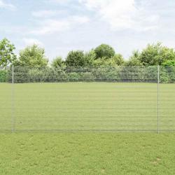 Clôture en fil soudé avec 22 poteaux U Argent 1,4x25 m Acier