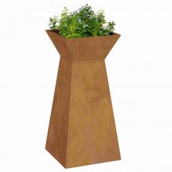 Pots de jardin colonne 2 pcs avec bol 35x35x73 cm en métal patiné.
