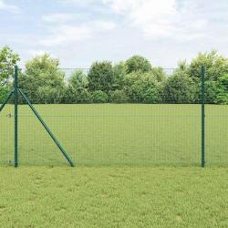 Clôture en fil soudé avec 13 poteaux verte 1.2x25 m métal