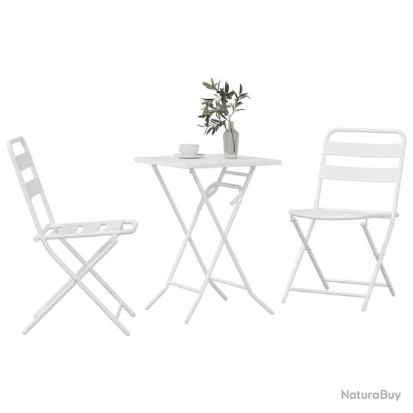 Ensemble Bistro pliant 3 pices Blanc Acier