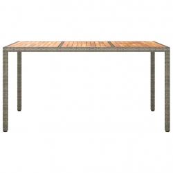 Table de salle à manger de jardin grise 150x90x75 cm poly rotin