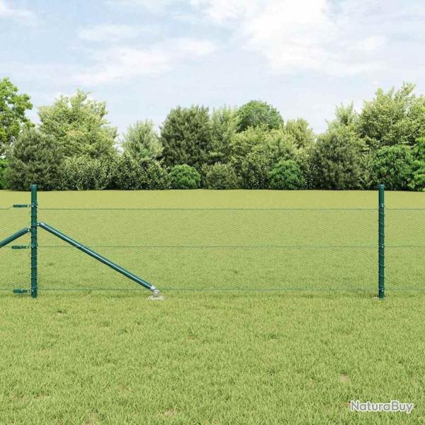 Set de Clture 2 pices Vert fort Mtal recouvert de plastique