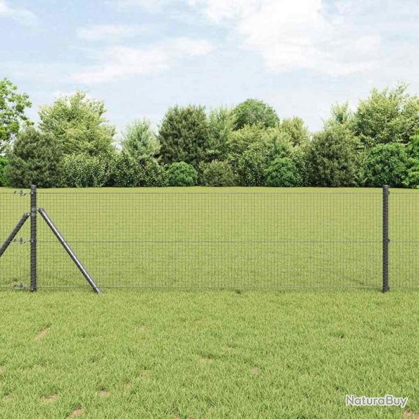 Clture en fil soud avec 13 poteaux Gris 0.4x50 m Acier
